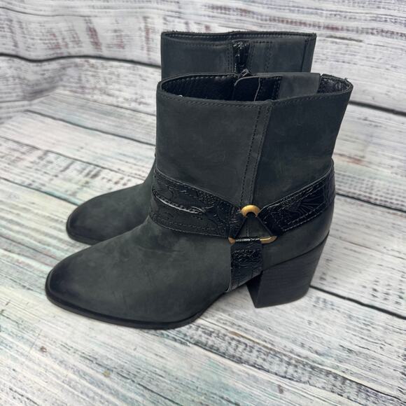 Vionic Carnelia Black Ankle Boots Leather Block Heel Orthotic Comfort 6.5 - Picture 2 of 8